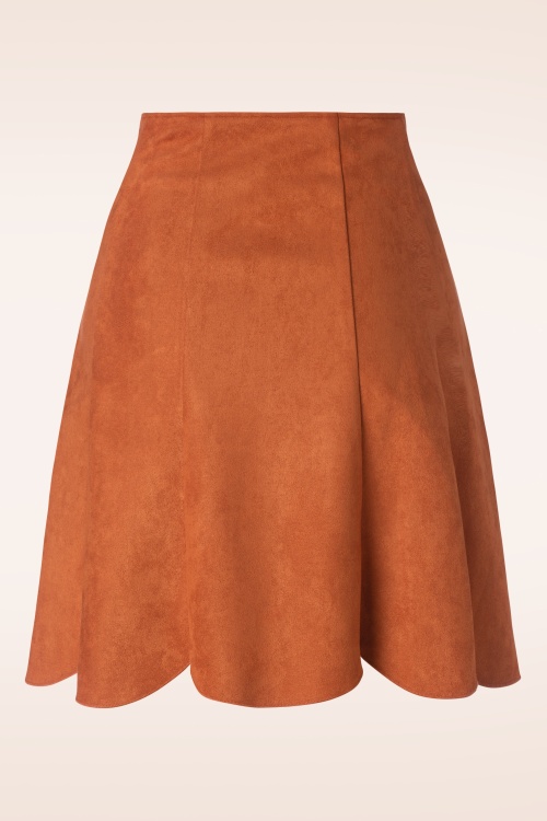 Vixen - Suedine Panelled Popper Mini Skirt in Orange 2
