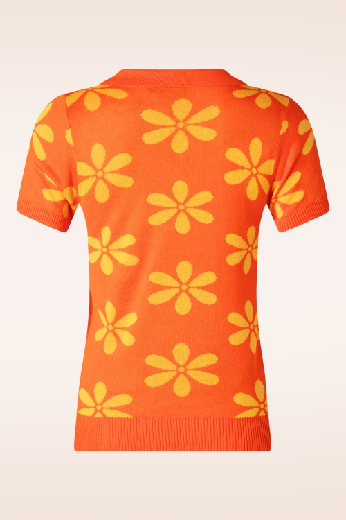 Vixen - Pull tricoté à fleurs Betty en orange 3