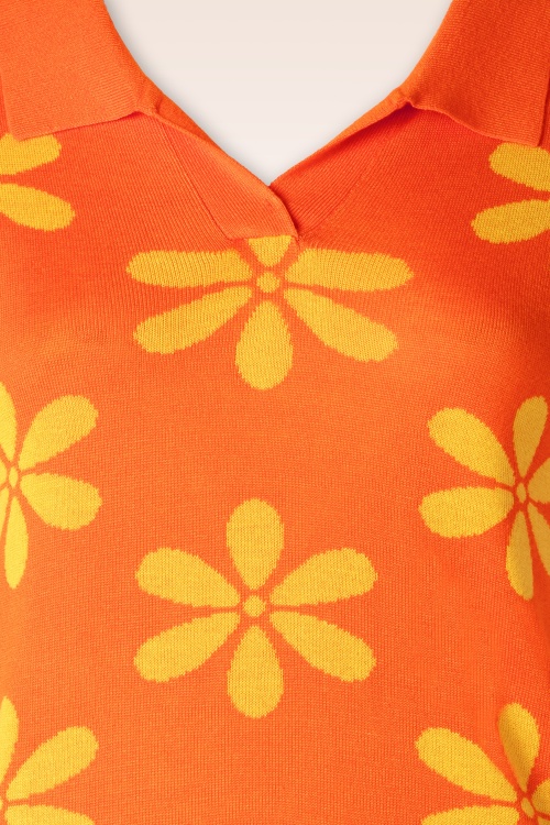 Vixen - Pull tricoté à fleurs Betty en orange 2