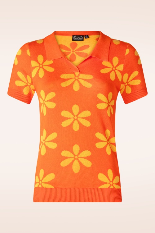 Vixen - Pull tricoté à fleurs Betty en orange