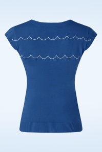Vixen - Swimming Fish Short Sleeve Sweater in Blue 3