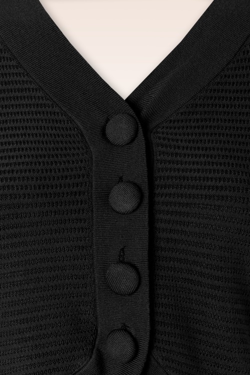 Vixen - Cardigan court en tricot texturé noir 3