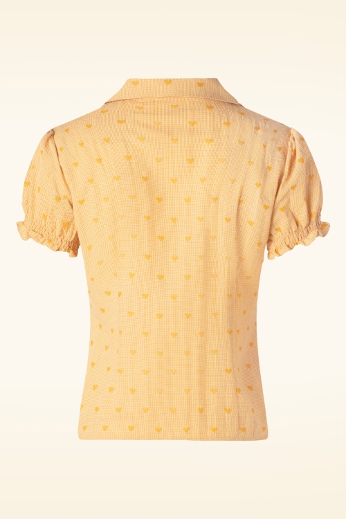 Banned Retro - Heart On Her Sleeve Blouse in Yellow 2