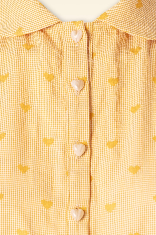 Banned Retro - Heart On Her Sleeve Bluse in Gelb 3
