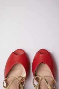 Banned Retro - Sassy Dance Peeptoe Pumps in Red 2