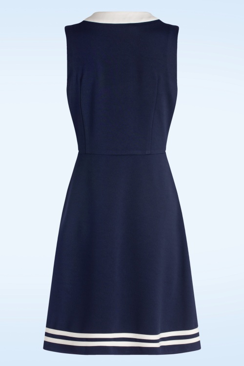 Vixen - Nautical Sleeveless Bow jurk in marineblauw 3