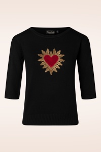 Vixen - Queen of Hearts Sweater Années 50 en Noir