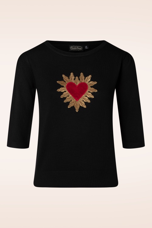 Vixen - 50s Queen of Hearts Sweater in Black