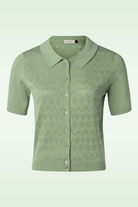 Banned Retro - Heart Waves Cardigan in Green