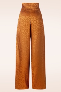 Vixen - Leopard Satin Wide Trousers in Rusty Orange 2