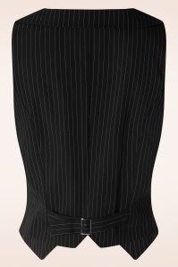 Vixen - Pinstripe Button Up Gilet in Black 2