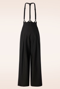 Vixen - Pinstripe Suspender Wide Leg Trousers in Black 2