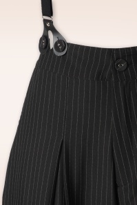 Vixen - Pinstripe Suspender Wide Leg Trousers in Black 3