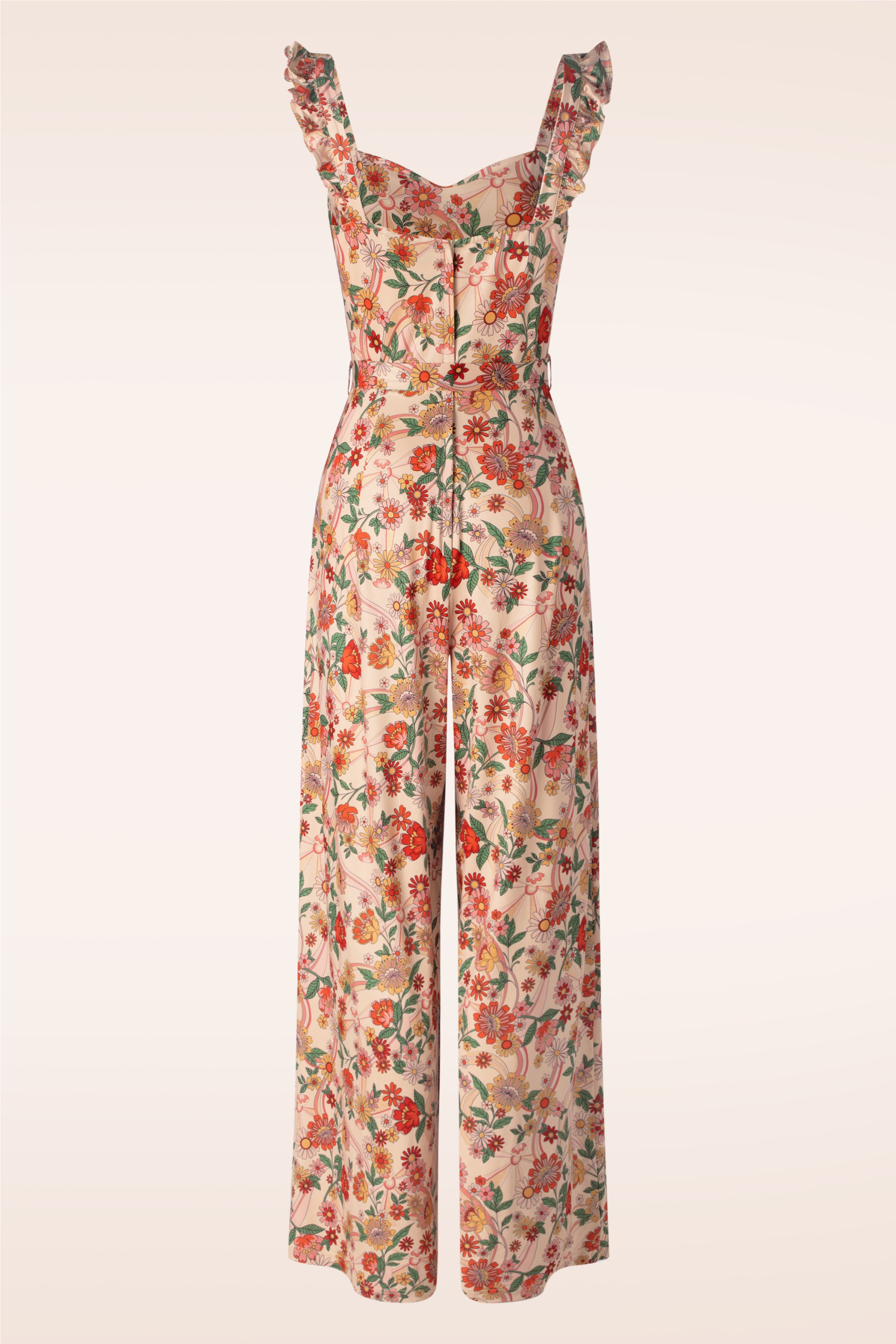 Vixen - Rainbow Floral print jumpsuit in licht roze 2