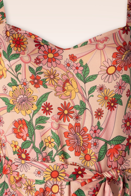 Vixen - Rainbow Floral Print Jumpsuit in Light Pink 3