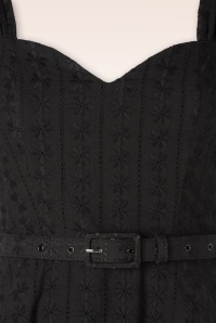 Vixen - Embroidery Summer flare jurk in zwart 3