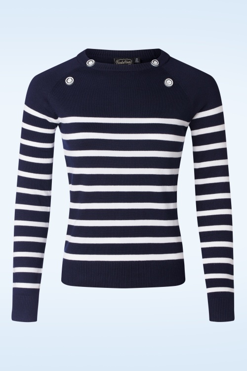 Vixen - Nautical Stripe Sweater in Navy