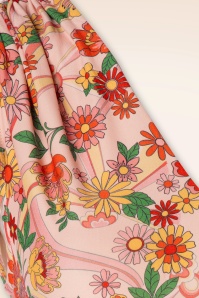 Vixen - Rainbow Floral Flare jurk in licht roze  4