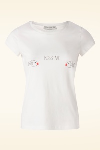 Mademoiselle YéYé - Kiss Me T-Shirt in Ecru 2