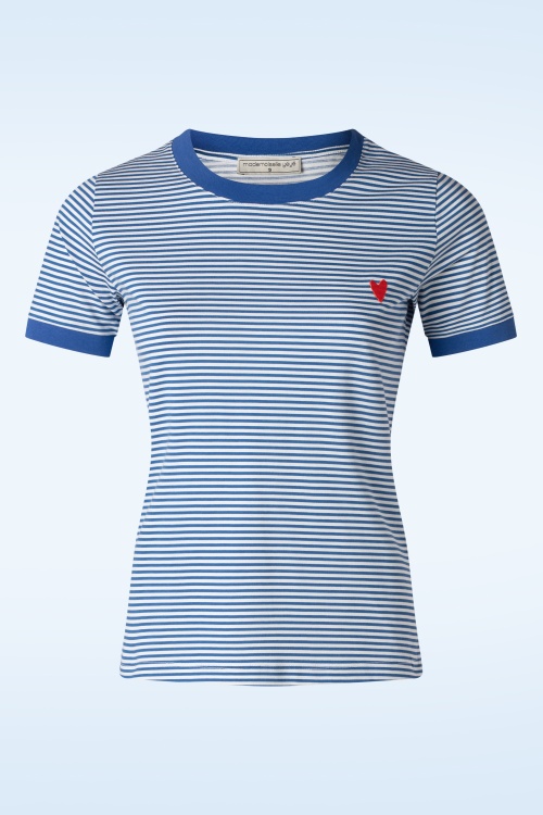 Mademoiselle YéYé - T-shirt The Broader Horizon en bleu et blanc
