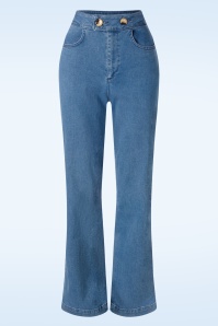 Mademoiselle YéYé - Perfect Playlist Trousers in Middle Blue