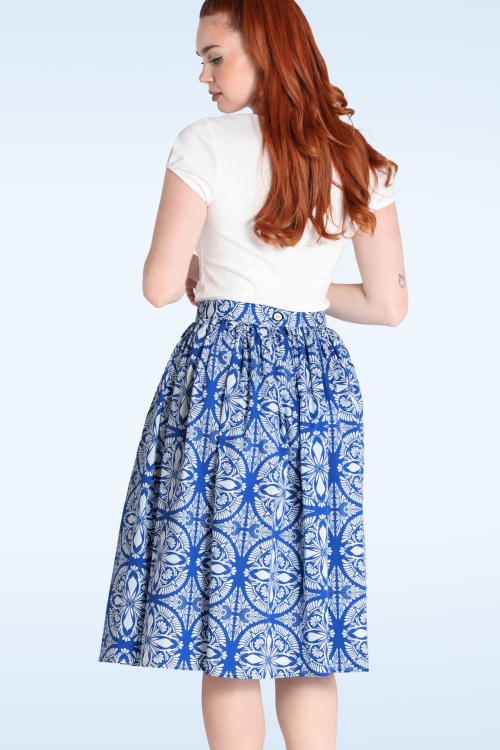 Bunny - Sicily Swing Skirt in Blue and White 5