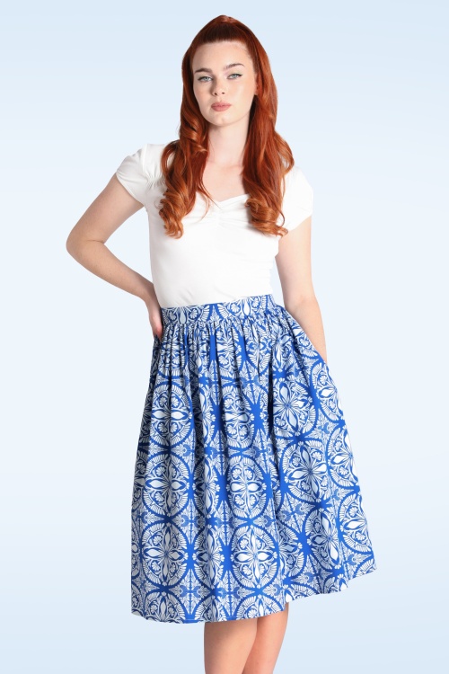 Bunny - Sicily Swing Skirt in Blue and White 4