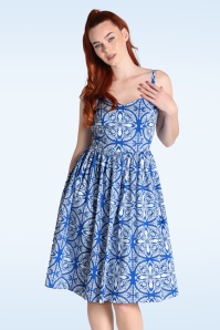 Bunny - Sicily Swing Dress in Blue and White