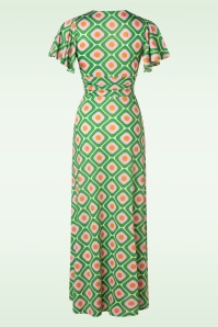 Vintage Chic for Topvintage - Robe longue à imprimé géométrique Indy en vert 3