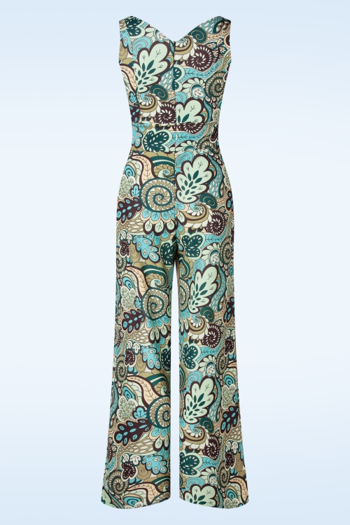 Vintage Chic for Topvintage - Paisley Jumpsuit in Green and Brown 2