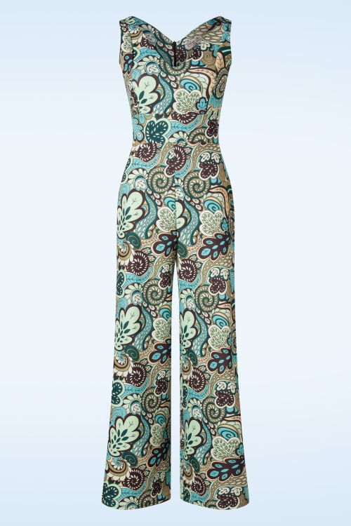 Vintage Chic for Topvintage - Paisley Jumpsuit in Green and Brown