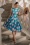 Topvintage Boutique Collection - Adriana Floral Swing Dress Années 50 en Bleu Canard