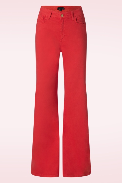 Smashed Lemon - Fae Flared Jeans in Red 2