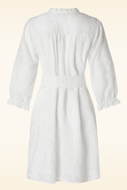 Smashed Lemon - Ruth Embroidery Dress in White 4