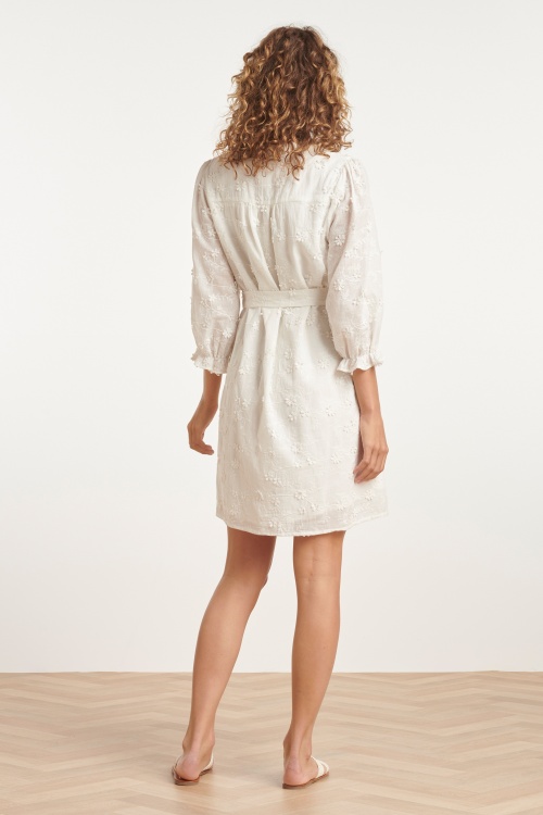 Smashed Lemon - Ruth Embroidery Dress in White 5