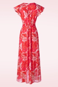 Smashed Lemon - Isla Flower maxi jurk in roze en rood  5