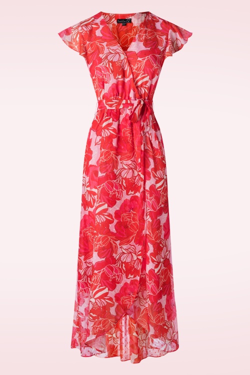 Smashed Lemon - Isla Flower Maxi Dress in Pink