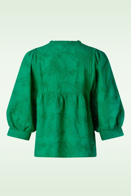 Smashed Lemon - Juliette Embroidery Blouse in Green 4