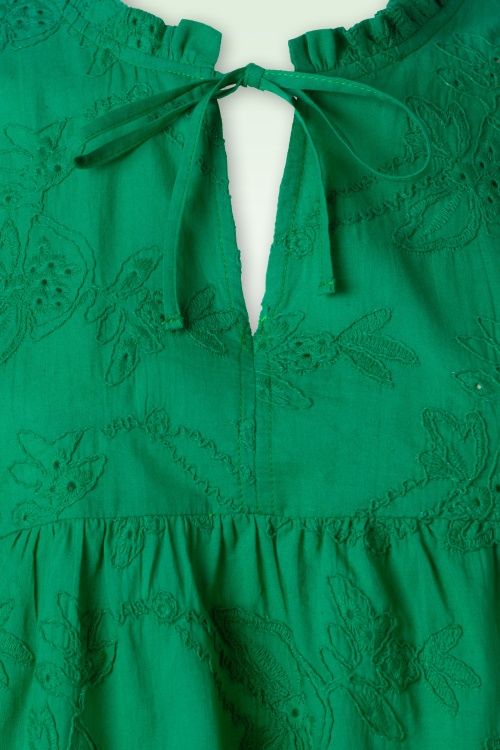 Smashed Lemon - Juliette geborduurde blouse in groen  5