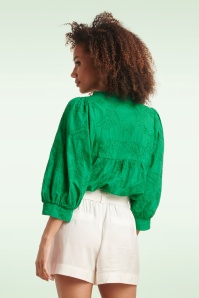 Smashed Lemon - Juliette geborduurde blouse in groen  3