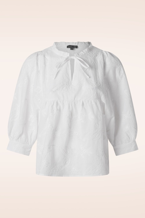 Smashed Lemon - Juliette Embroidery Blouse in White 2