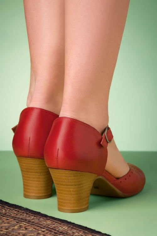 Miz Mooz - 60s Focus Leather Mary Jane Pumps in Scarlet Red 5