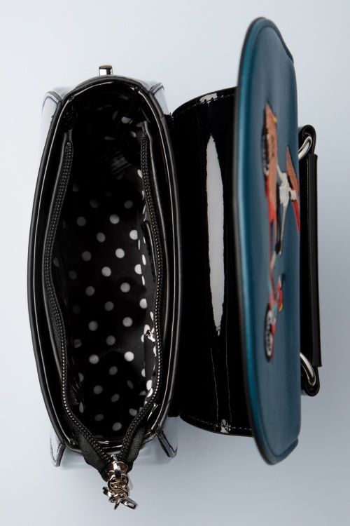 Banned Retro - Portofino Handbag in Black and Blue 4