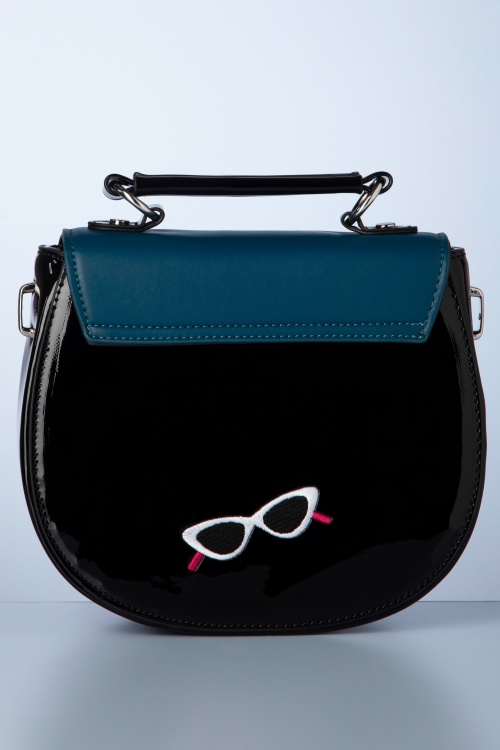 Banned Retro - Portofino Handbag in Black and Blue 5