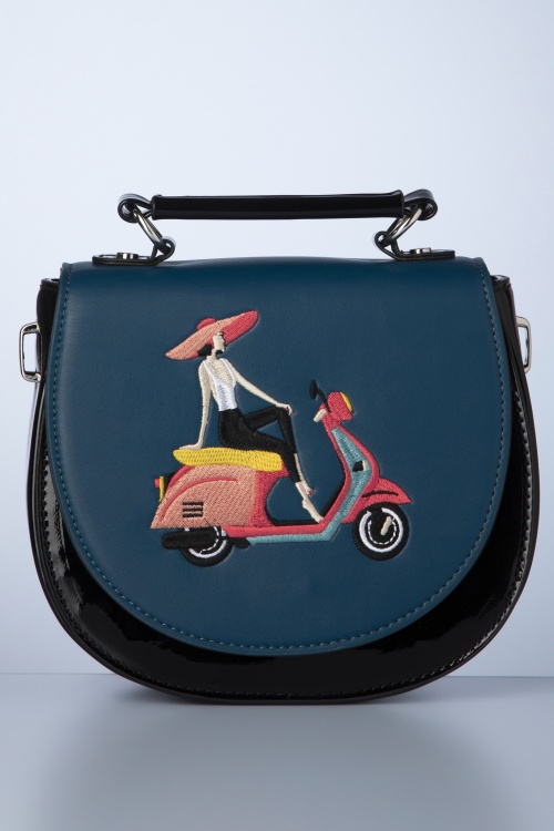 Banned Retro - Portofino Handbag in Black and Blue