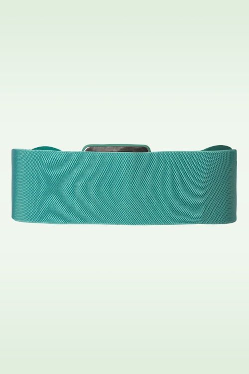 Banned Retro - Ladies Day Out riem met vierkante gesp in turquoise 2