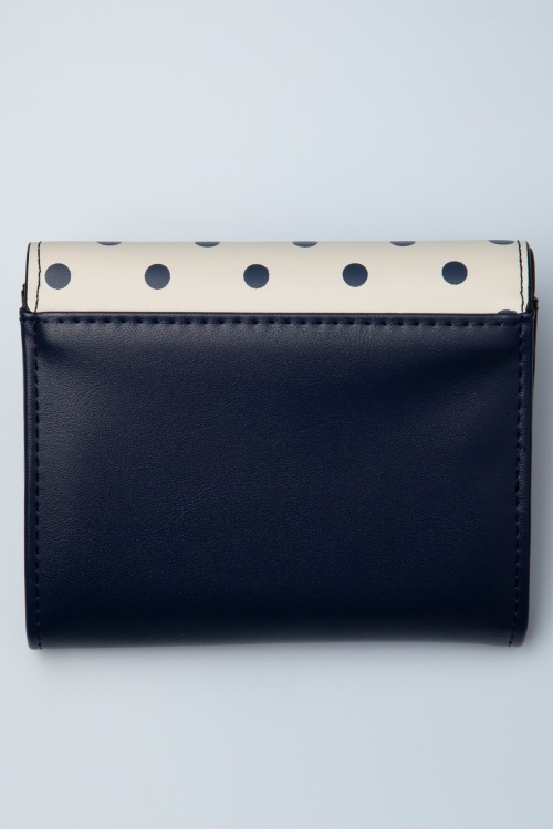 Banned Retro - Poppy Polka Purse in Navy and White 3