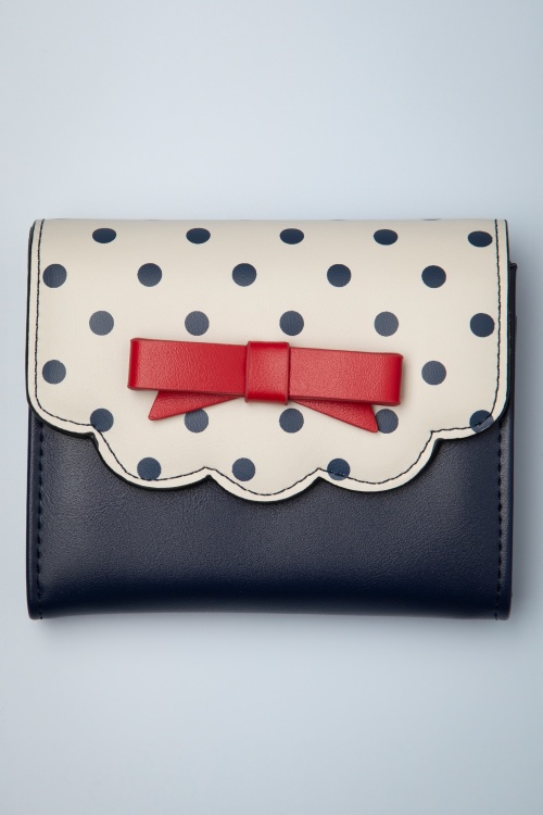 Banned Retro - Poppy Polka Purse in Navy and White