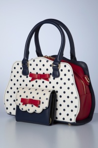 Banned Retro - Poppy Polka Purse in Navy and White 4