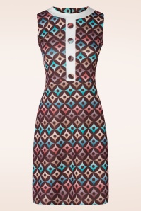Vintage Chic for Topvintage - Jenny Geo Print Dress In Brown